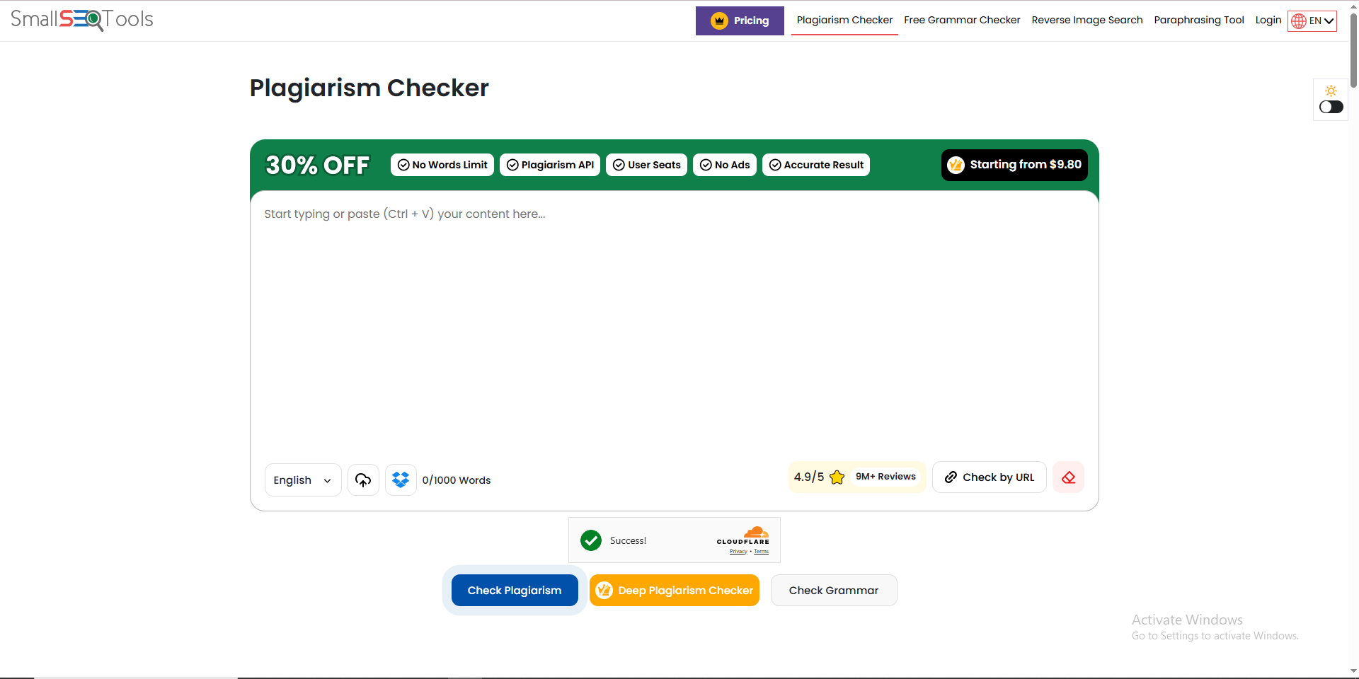 Cek Plagiarisme Online dengan small seo tools 