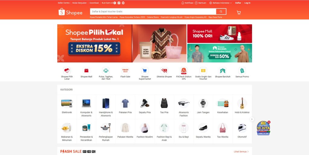 contoh situs web e-commerce
