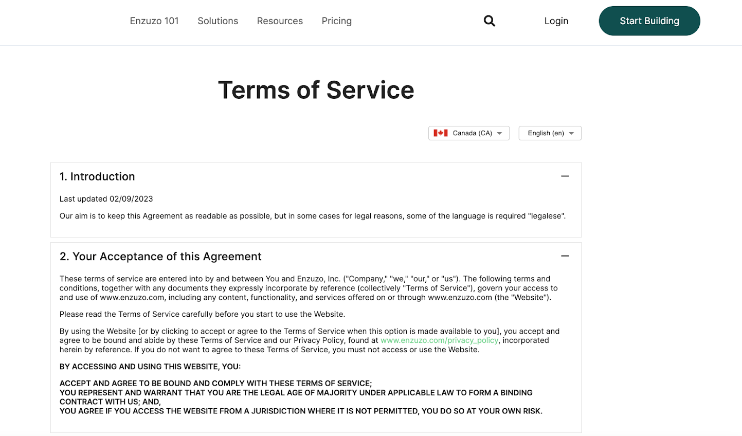 terms of service