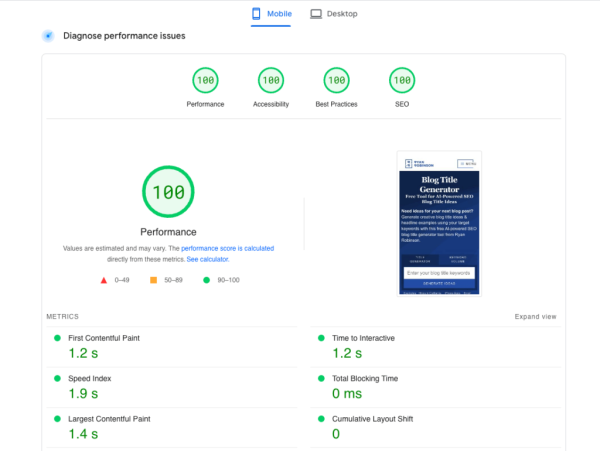 Skor PageSpeed Insights yang Ideal