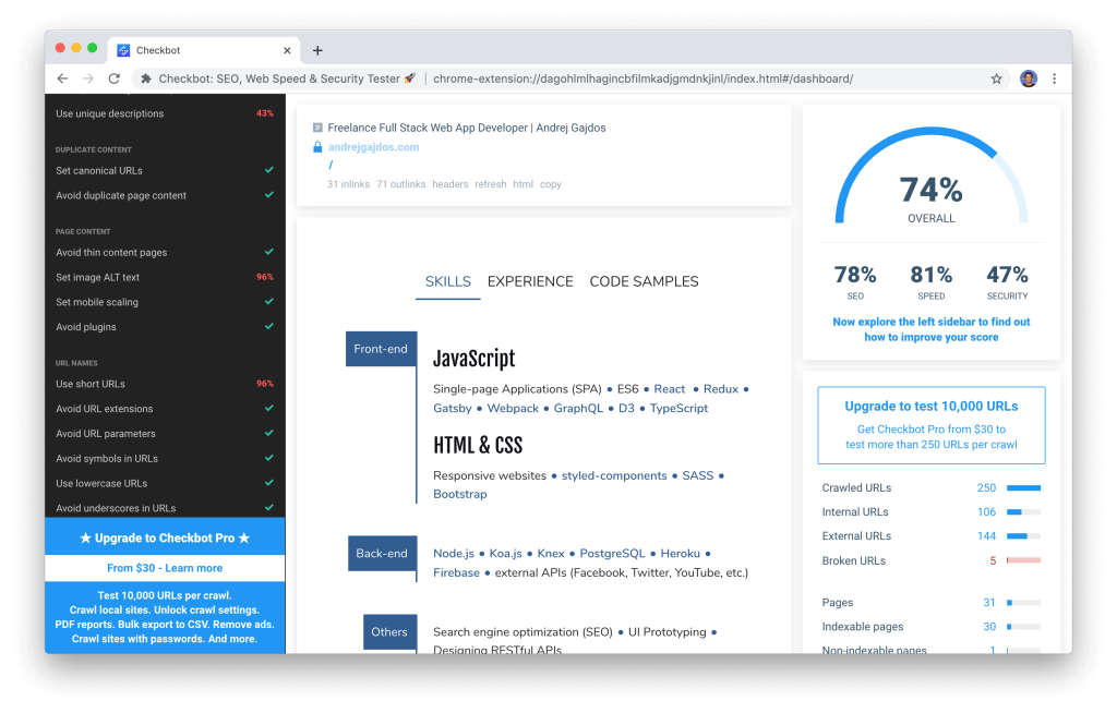checkbot seo chrome extension