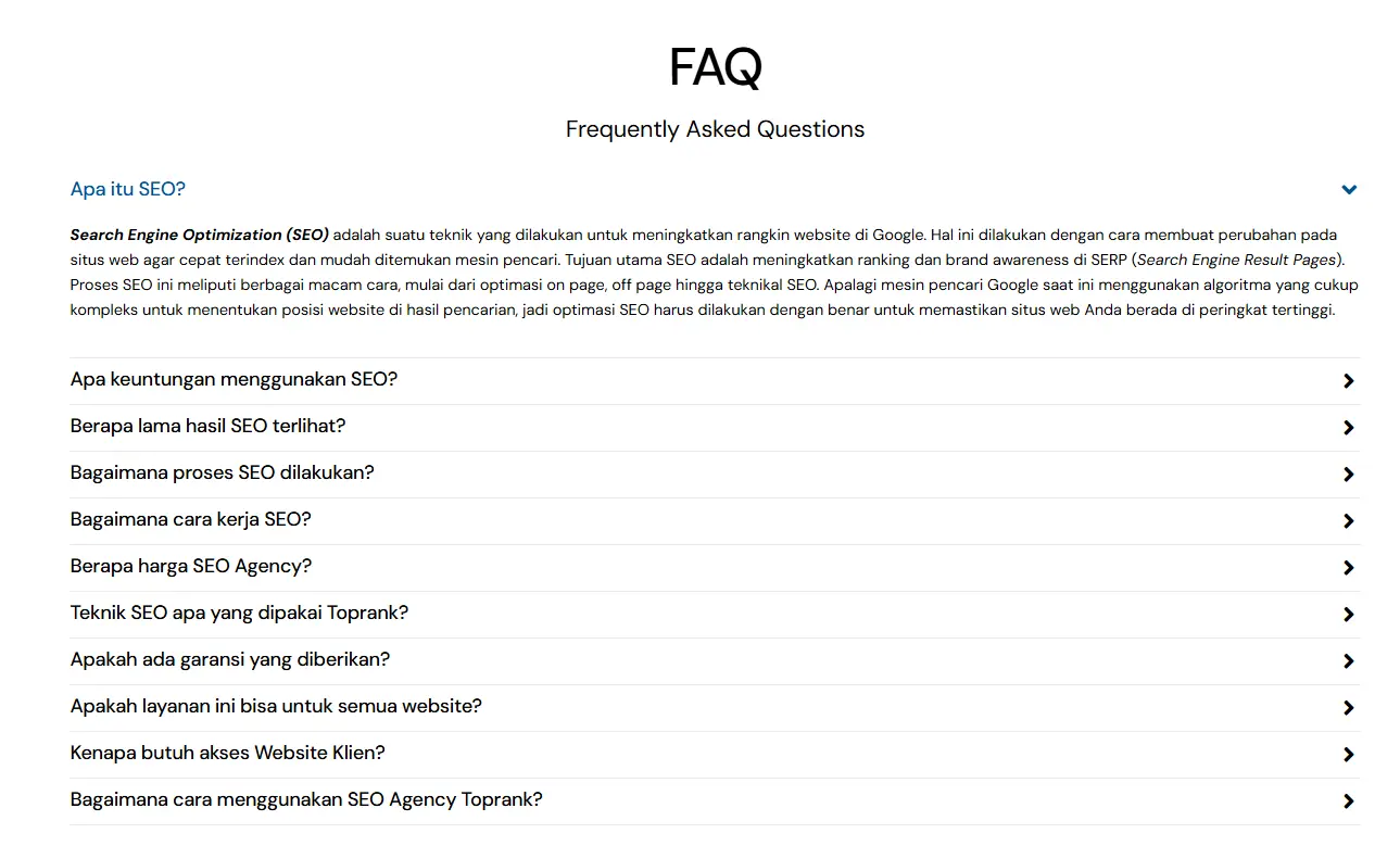 contoh local seo faq