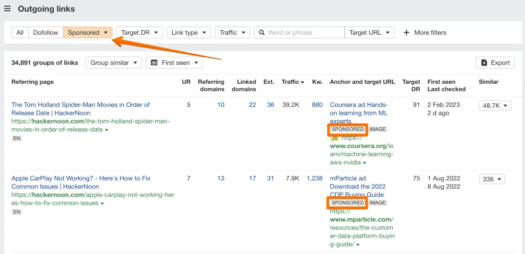 Atribut sponsored link
